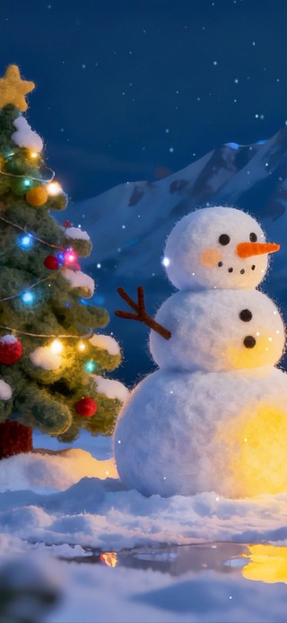 毛毡风格圣诞小屋雪人