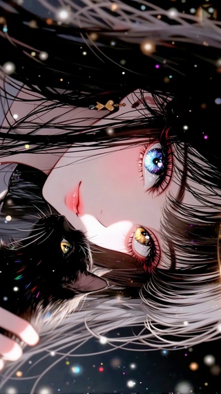 异瞳星夜猫和少女