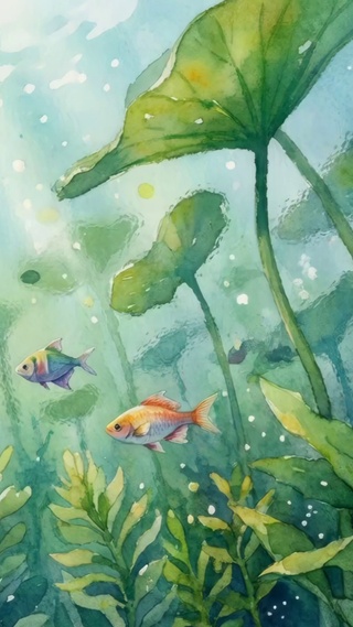 小鱼水草图