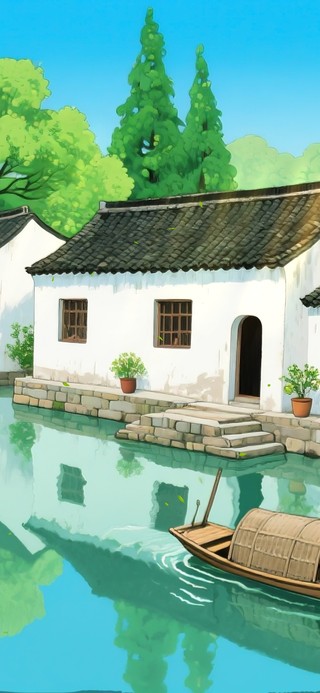 清新古镇河畔