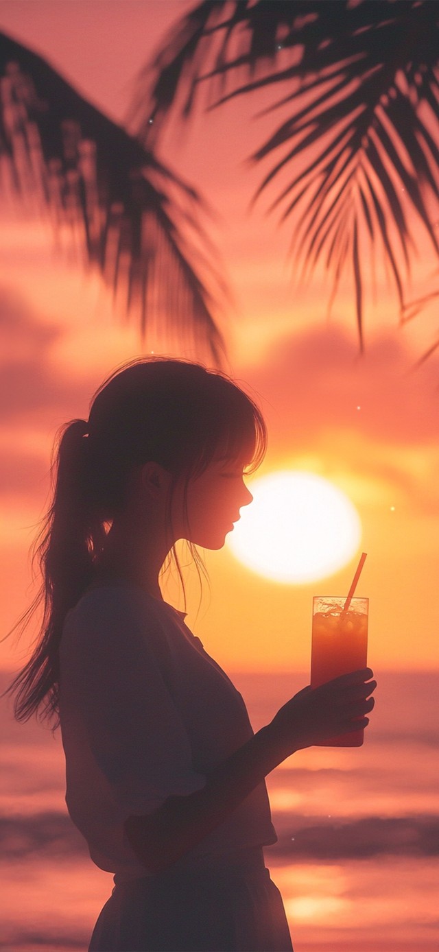 唯美夕阳少女