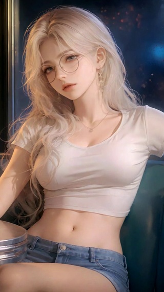 雨夜咖啡馆银发美少女