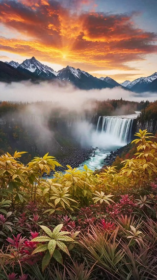 锦霞瀑峦