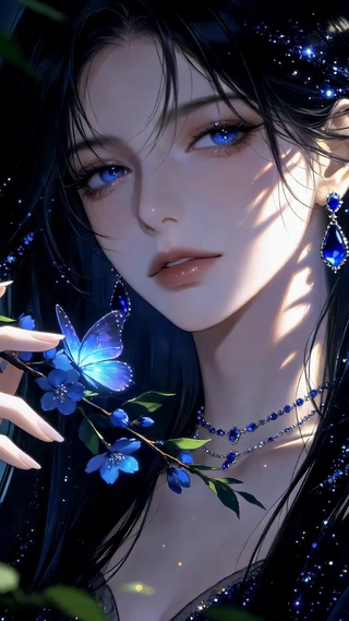 暗夜蓝蝶氛围感美少女
