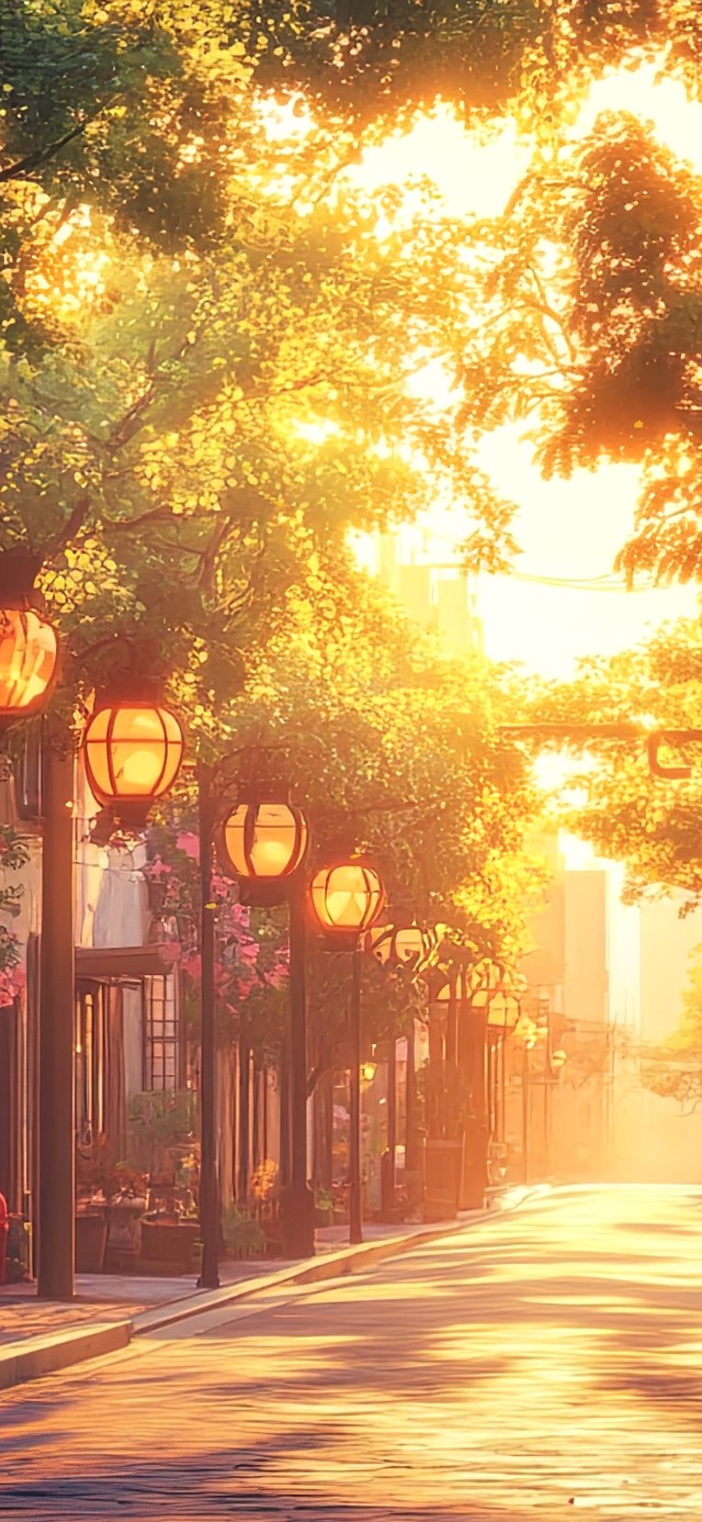 落日黄昏温馨静谧街道