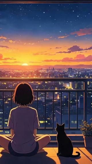 女孩与猫咪