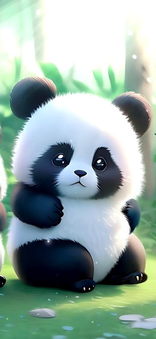 4K有氧竹林里的呆萌熊猫