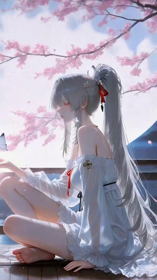 月下樱花银发美少女绯雪