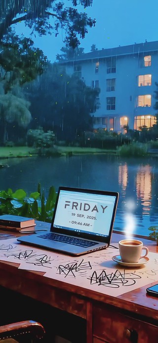 窗外下雨