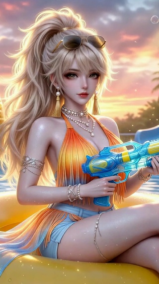 夏日泳池清凉美少女