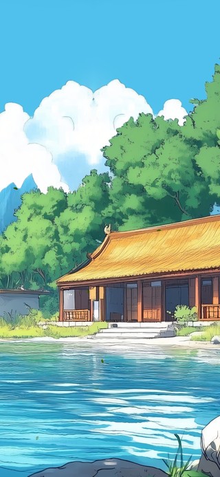 小河 小船 小屋