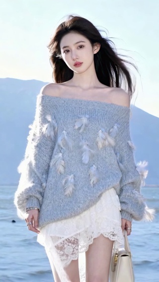 湖畔温柔气质美女