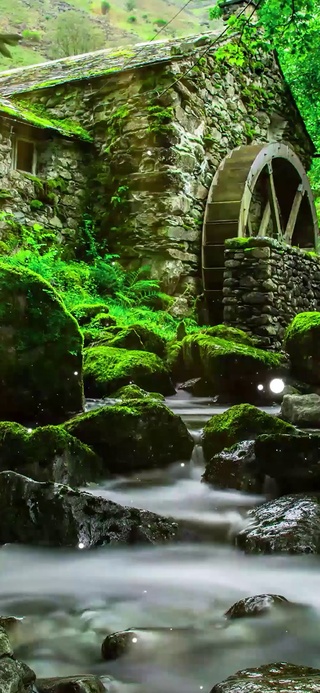 护眼阳光木屋河流