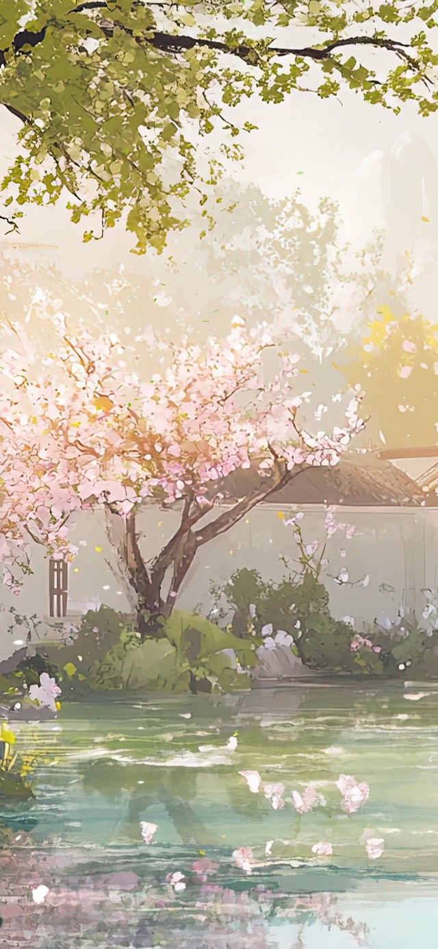 午后池塘的春日景象