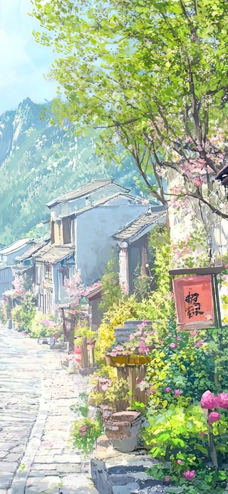 春日里的浪漫古镇