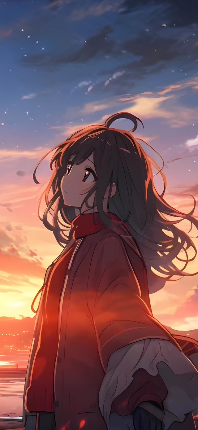 夕阳下的女孩