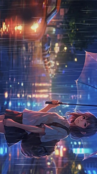 雨夜停车场的女孩