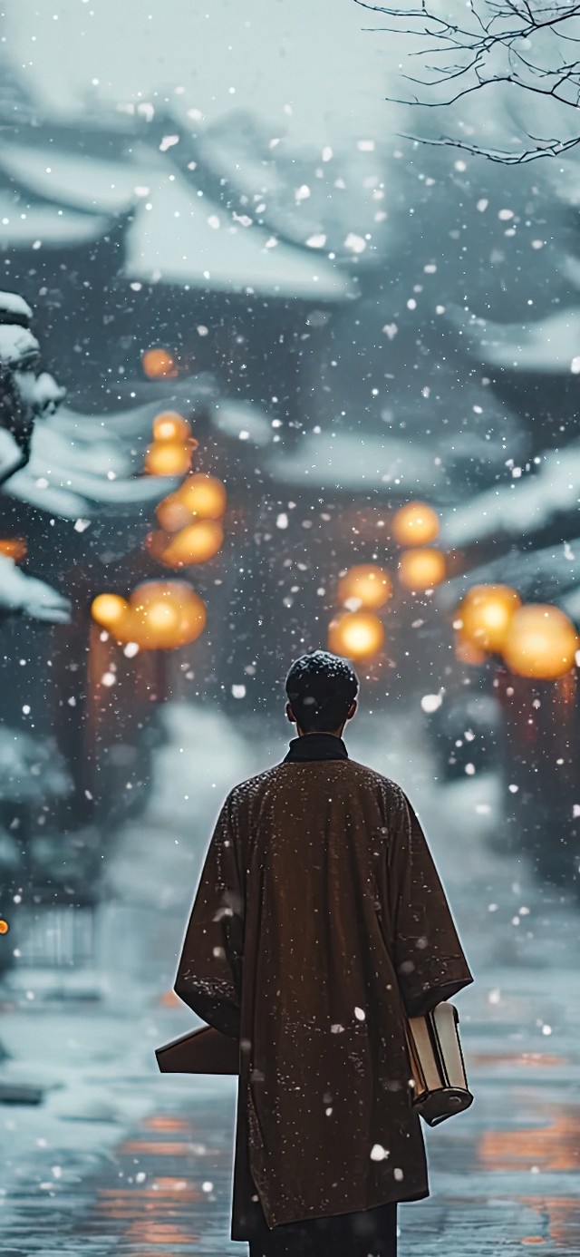 冬日莲花古镇的夜