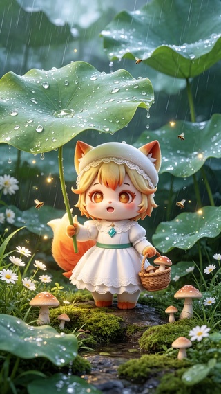 声声影影雨天林中荷叶