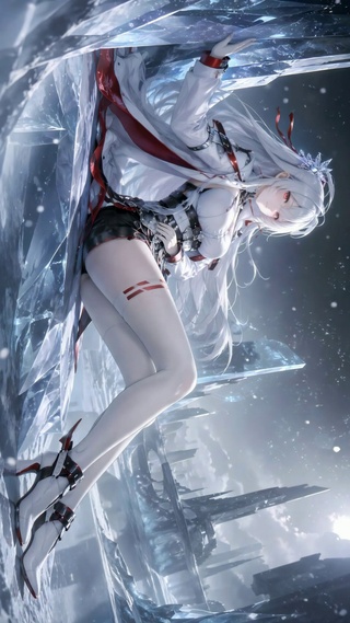 冰雪银发二次元美少女