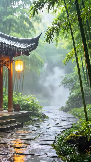 竹林木亭小路