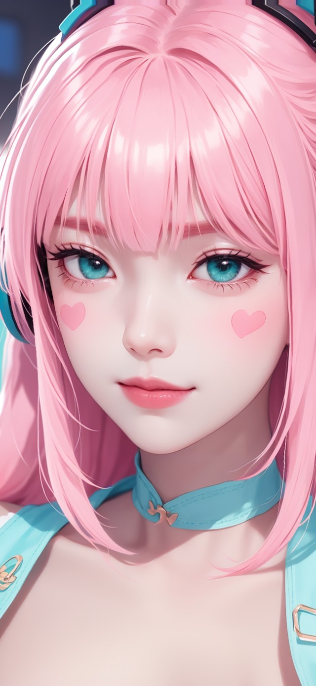 电竞可爱粉发女孩