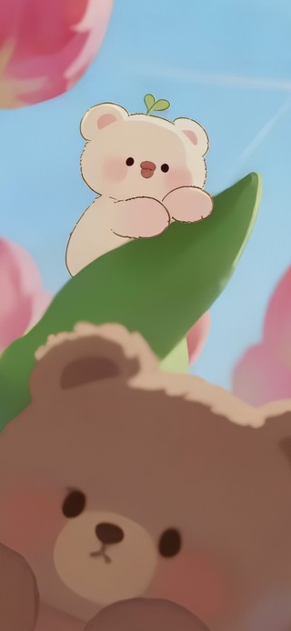 可爱花丛维尼小熊