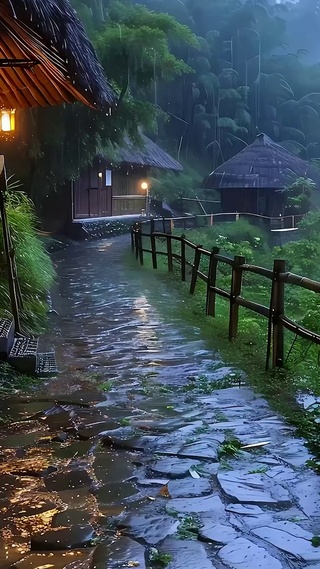 雨天树木