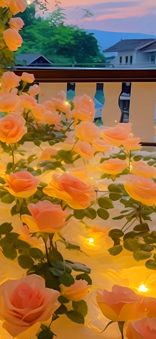 橙色玫瑰花海