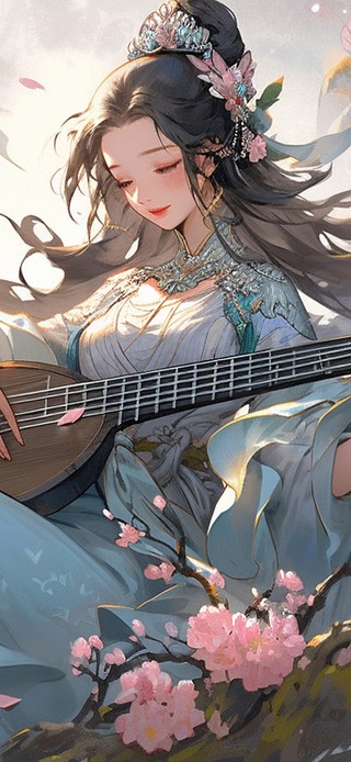 典雅弹奏的美女