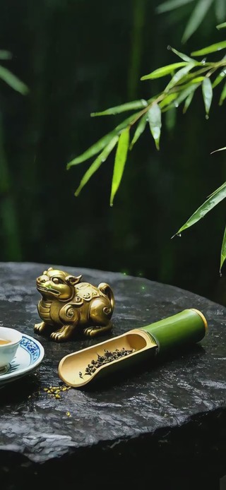 雨中竹林饮茶