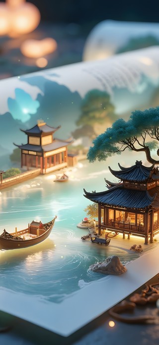 国风画轴山水
