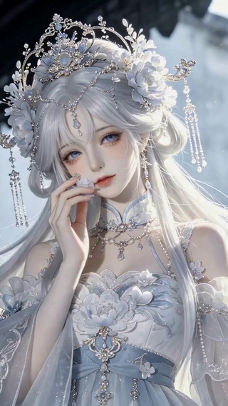 银发古风清冷美少女