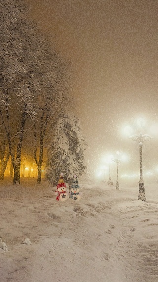 爆款夜晚下雪壁纸