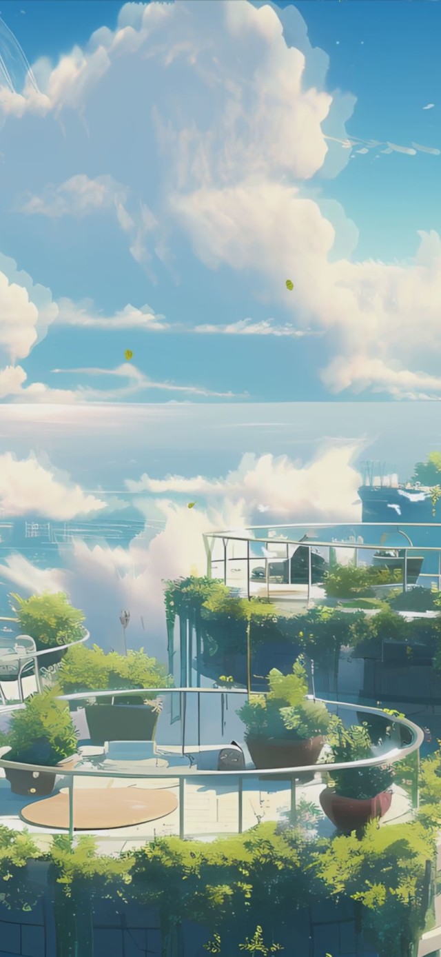 护眼蓝天白云绿景