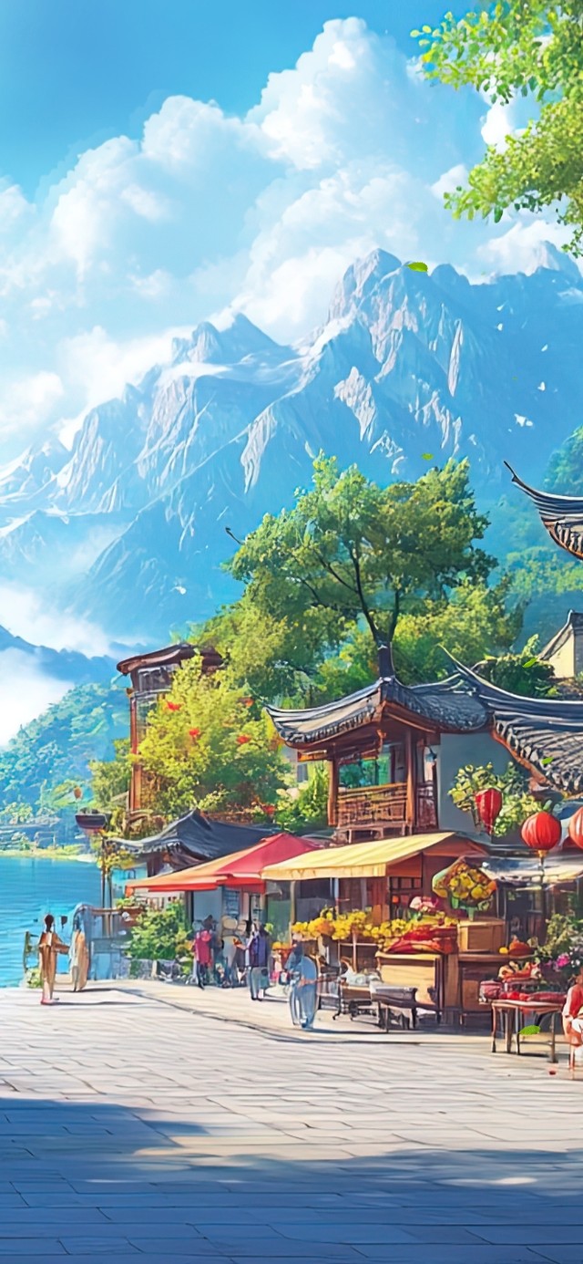 好天气里的新年古寨风光