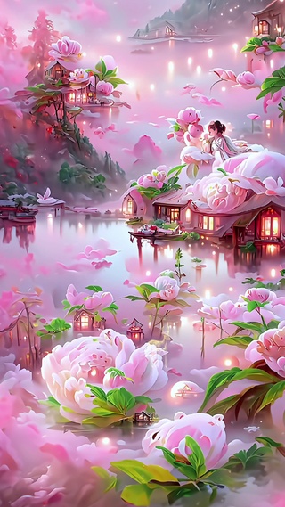 粉粉的牡丹花