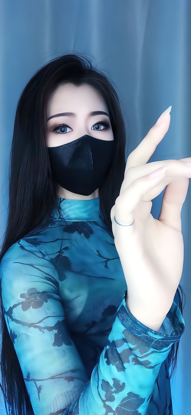 旗袍口罩颜值美女