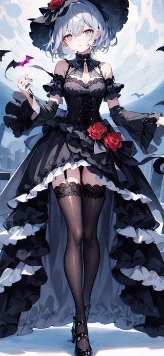 4k墓地雪地黑色礼服恶魔美少女
