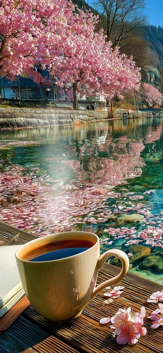 闲茶樱畔慢时光