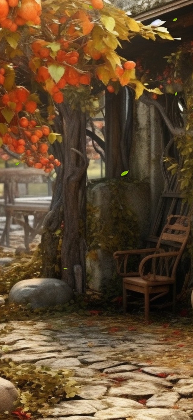 秋天硕果累累的后院