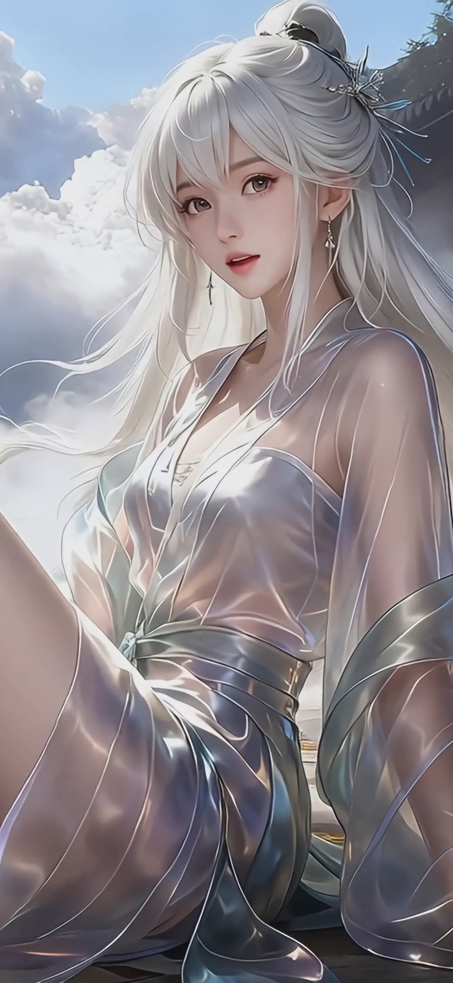 长腿白发美女