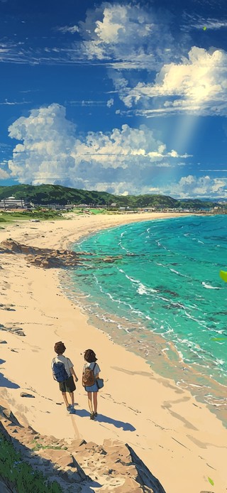 唯美夏日海景情侣