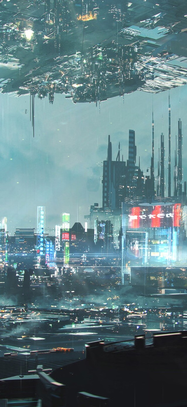 4k 炫酷赛博朋克雨天城市