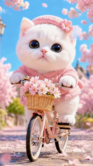 樱花猫咪骑行