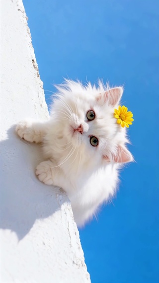 墙顶好奇可爱喵