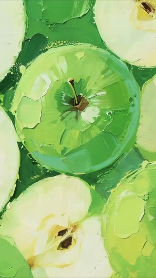 油画青苹果