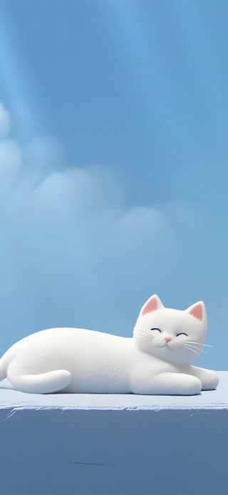 极致清新蓝 阳台慵懒小猫咪