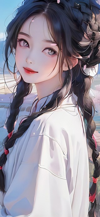 赏樱花的少女