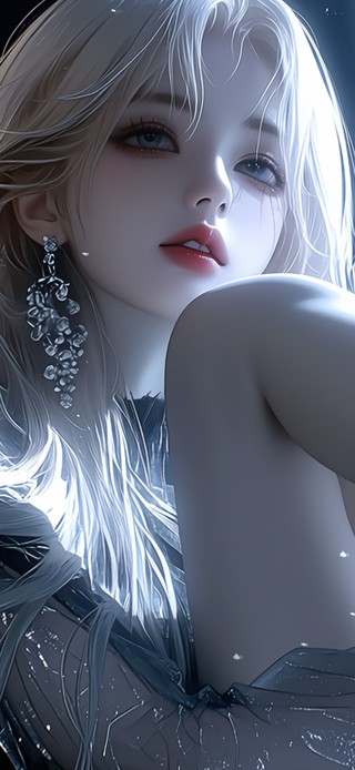 窗前的白发少女